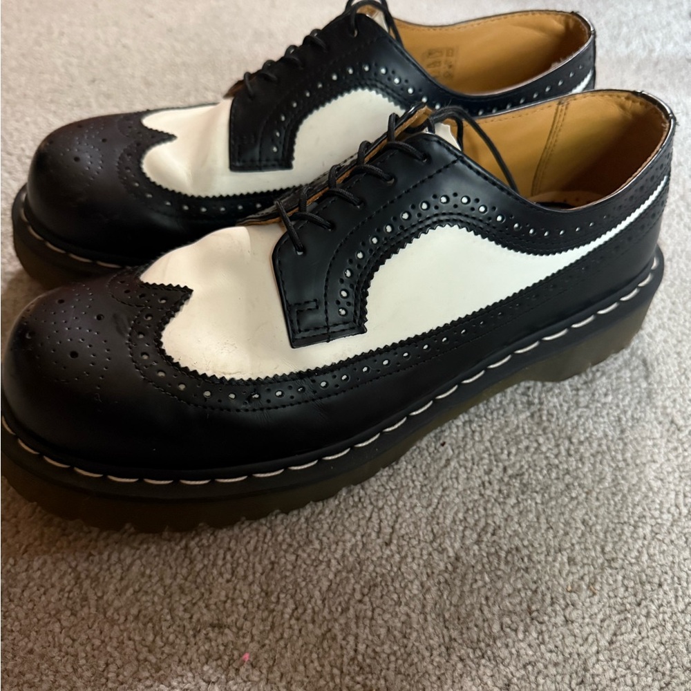 Dr. Martens Black and White 3989 BEX SMOOTH LEATHER BROGUE SHOES